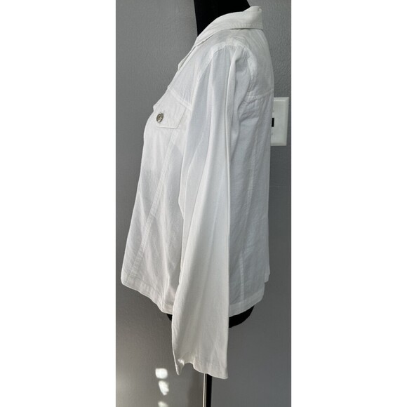 BFA Classics Vintage White Floral  Beaded  Jacket Lightweight Denim Coat PM - Picture 3 of 8
